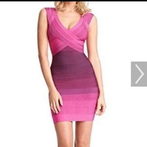 AQUA pink ombré bandage bodycon dress Sz XS